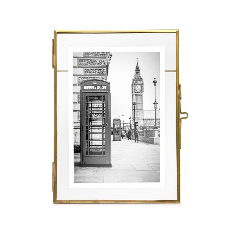 Isaac Jacobs 5x7 (2-Pack), Antique Gold, Vintage Style Brass and Glass, Metal Floating Picture Frame (Vertical) with Locket Closure, for Photos, Art, & More, Tabletop Display (5x7 Antique Gold) - Image 4